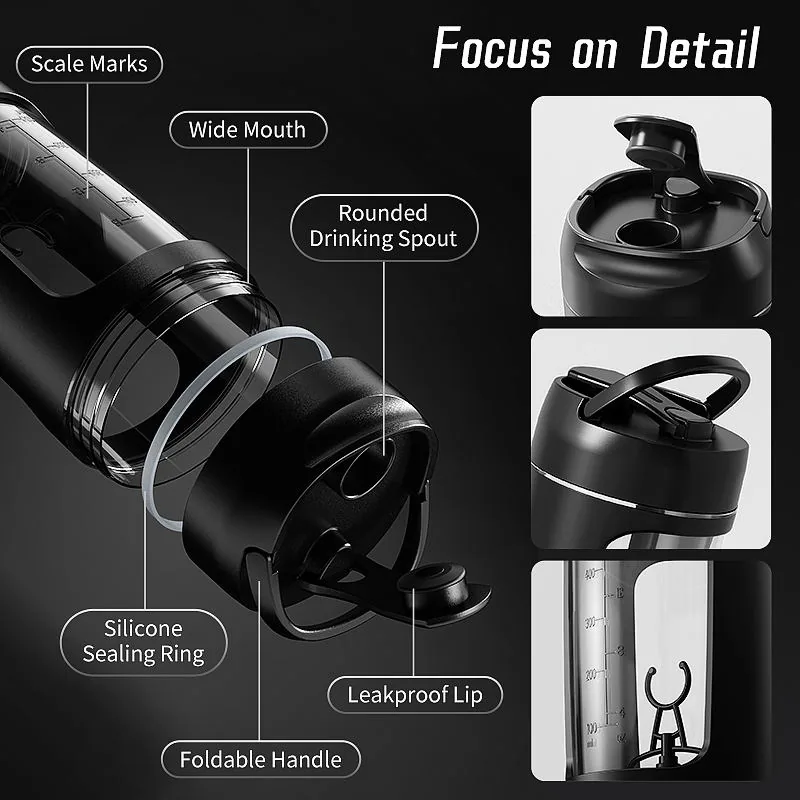 23652D Elektrische Protein-Shaker-Flasche mit Digitalanzeige, 650 ml 5