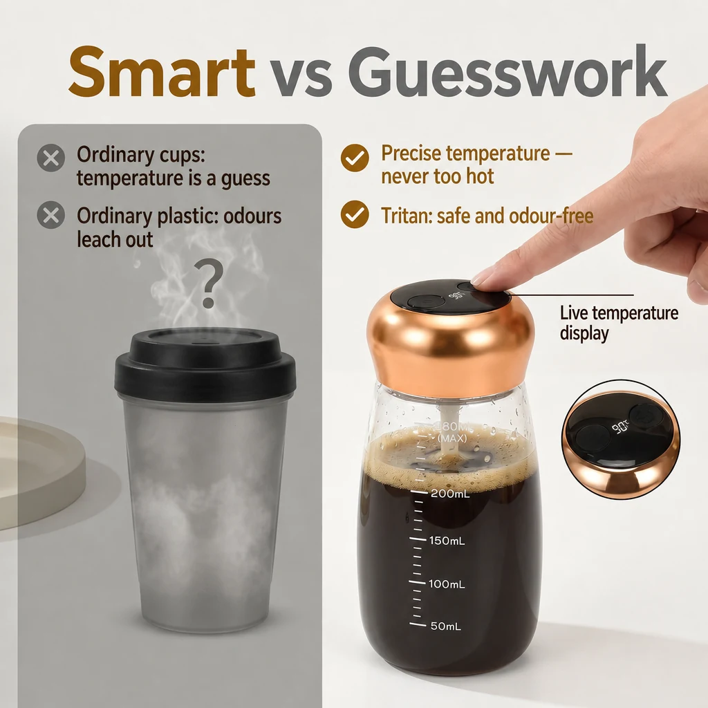 P3 كوب خلط كهربائي صغير مع شاشة حرارة، 200 / 260 ml 2